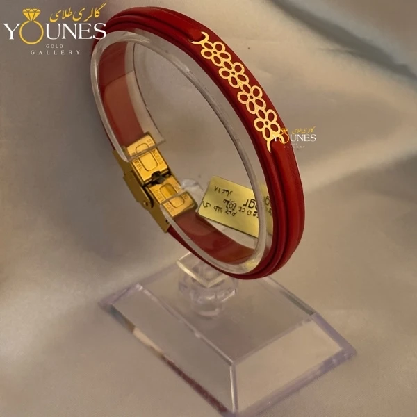 دستبند طلا زنانه چرم گل L554